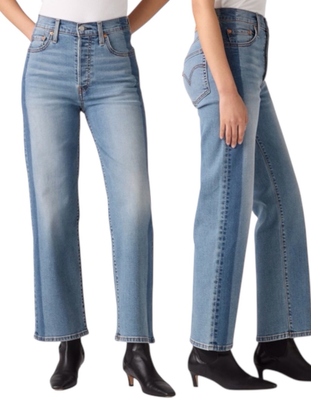 Levi’s Ribcage Ankle Straight Jeans Contrast Side panels Size 32